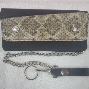 NEW Rattlesnake Skin Large Leather Trucker Wallet